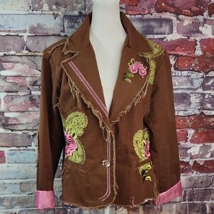 Cowgirl Tuff Co Embroidered Distressed Jacket